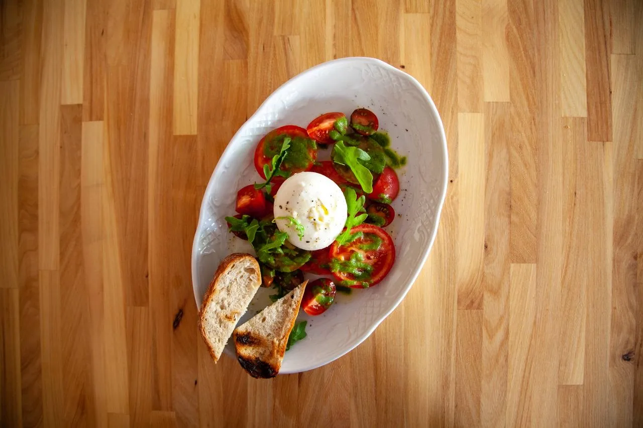 Burrata and tomato salad