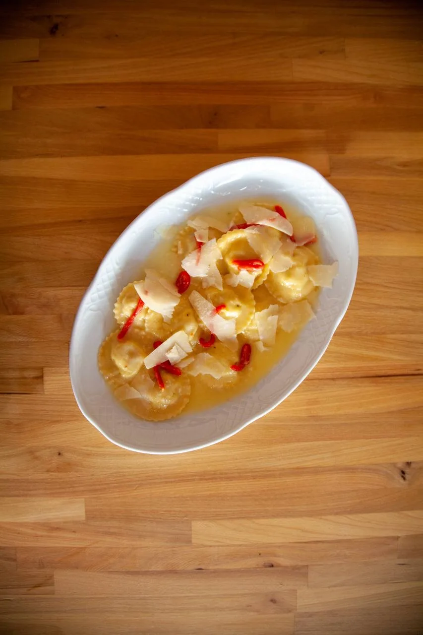 Ravioles con pollo