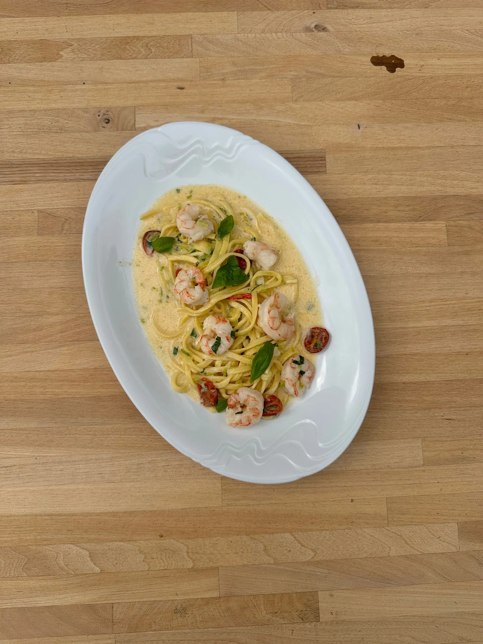 Tagliatelle with prawns